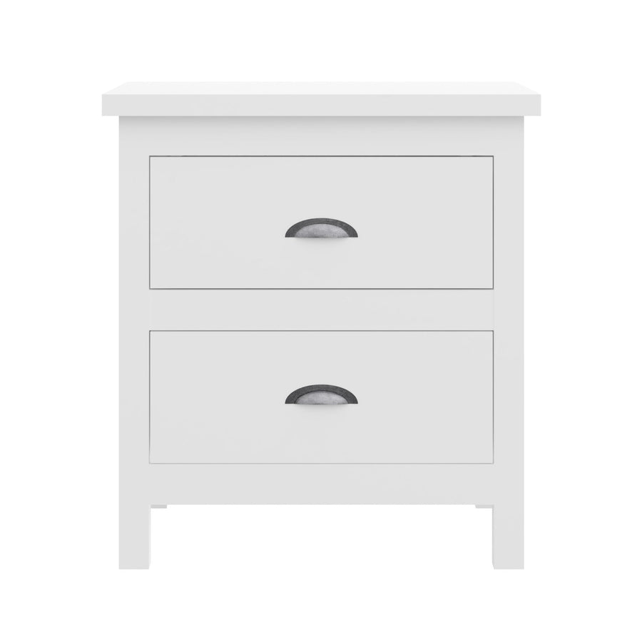 20" White Two Drawer Nightstand With Solid Wood Top Image 1