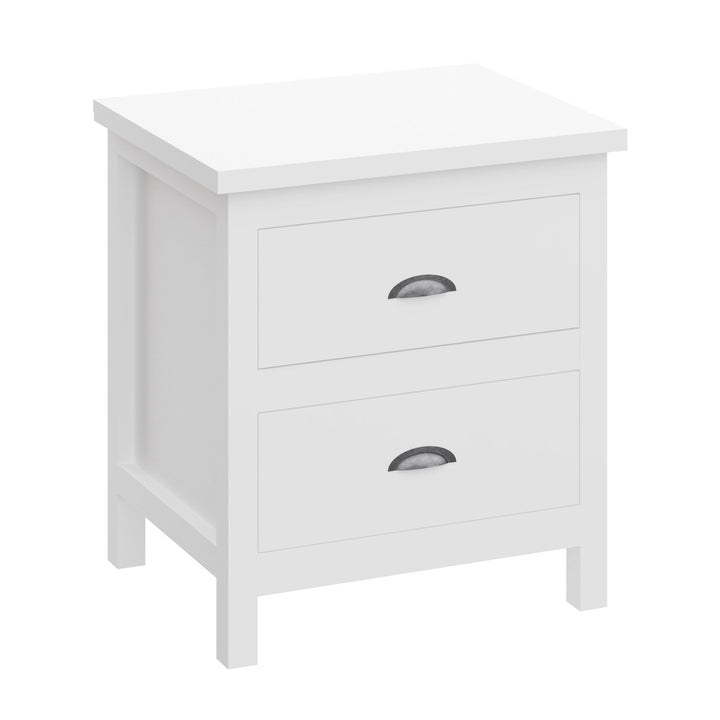 20" White Two Drawer Nightstand With Solid Wood Top Image 2