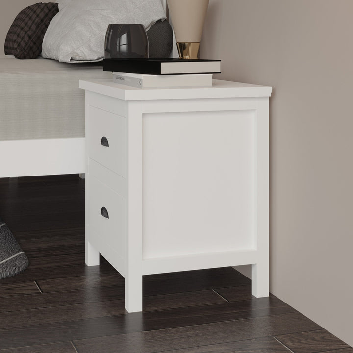 20" White Two Drawer Nightstand With Solid Wood Top Image 5