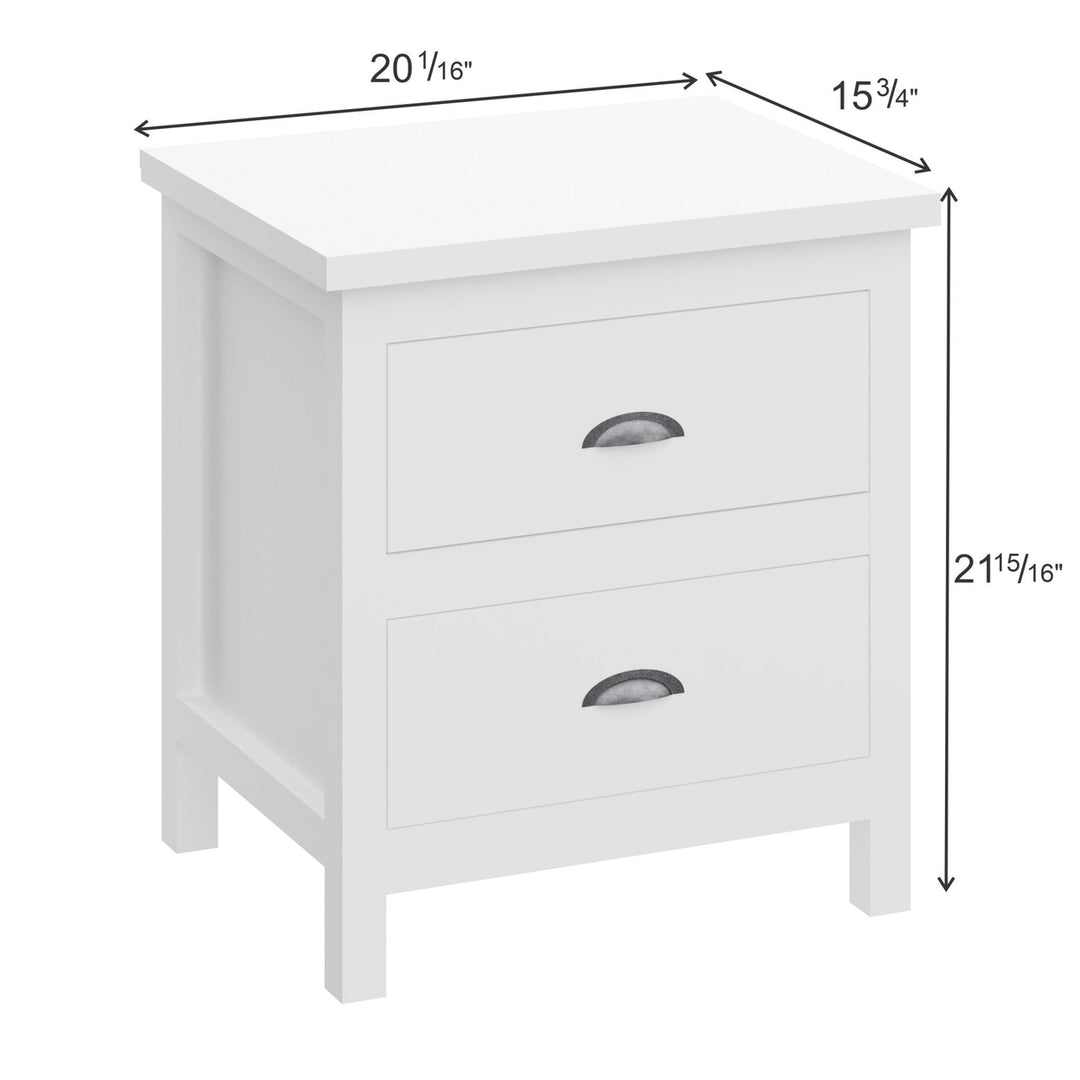 20" White Two Drawer Nightstand With Solid Wood Top Image 7