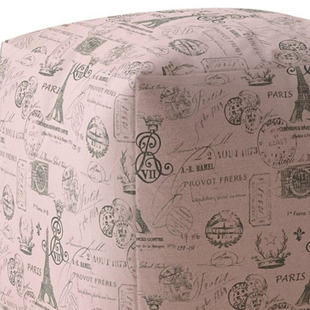 17" Pink Twill Paris Pouf Cover Image 4