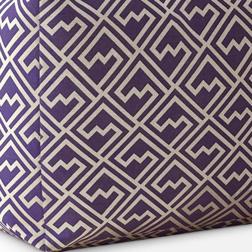 17" Purple And White Cotton Abstract Pouf Cover Image 4