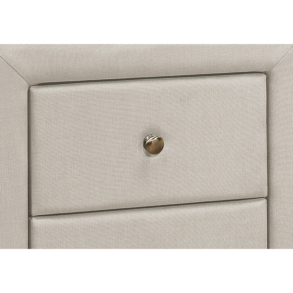 21" Beige Linen Blend Two Drawer Nightstand Image 3