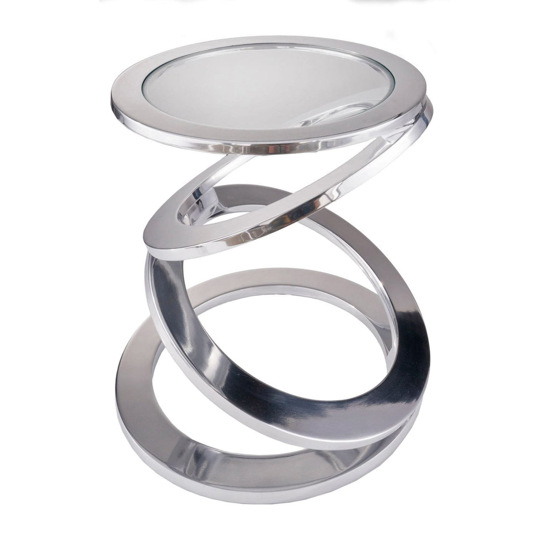 17" Silver Glass Round End Table Image 2