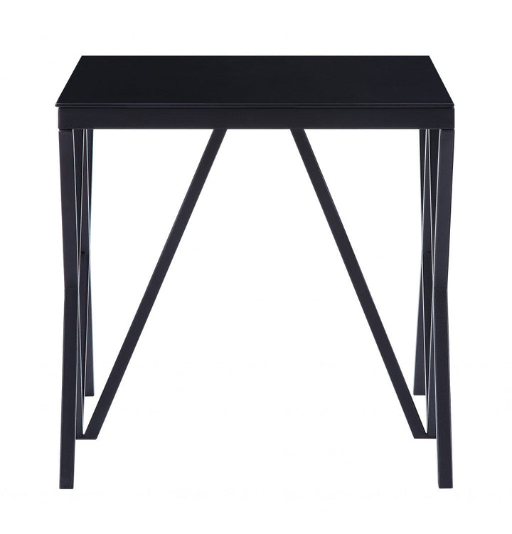 21" Black Glass And Metal Square End Table Image 1