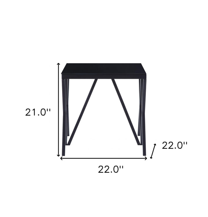 21" Black Glass And Metal Square End Table Image 3