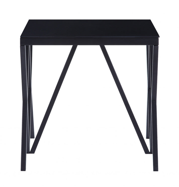 21" Black Glass And Metal Square End Table Image 4