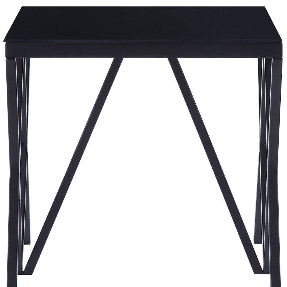 21" Black Glass And Metal Square End Table Image 5