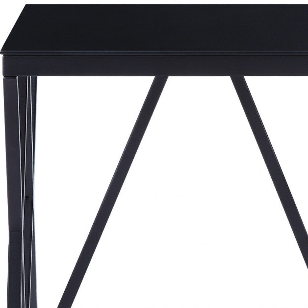 21" Black Glass And Metal Square End Table Image 6