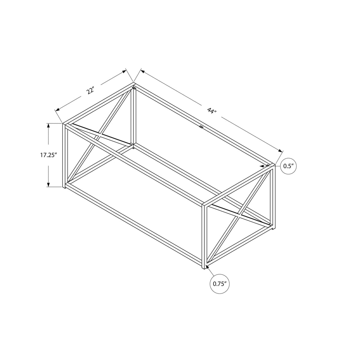 17.25" Chrome Metal And Clear Tempered Glass Coffee Table Image 4