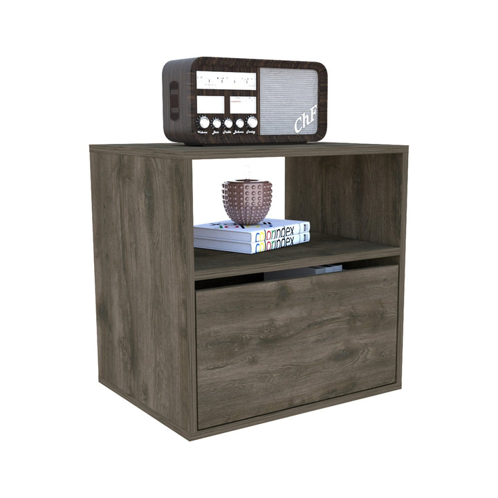 21" Brown Faux Wood Nightstand With Storage Image 6