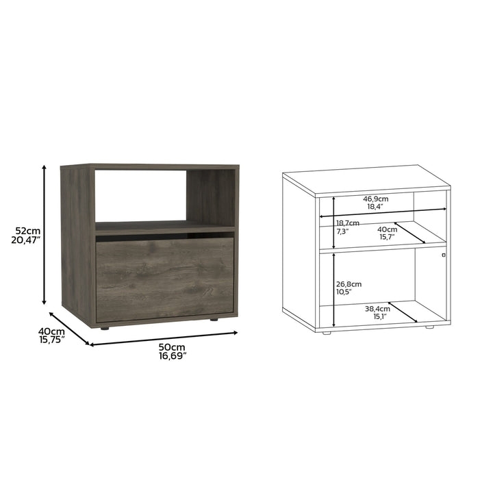 21" Brown Faux Wood Nightstand With Storage Image 7