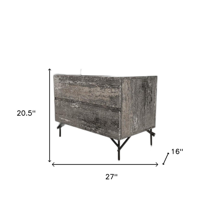 21" Distressed Gray Two Drawer Nightstand Image 4