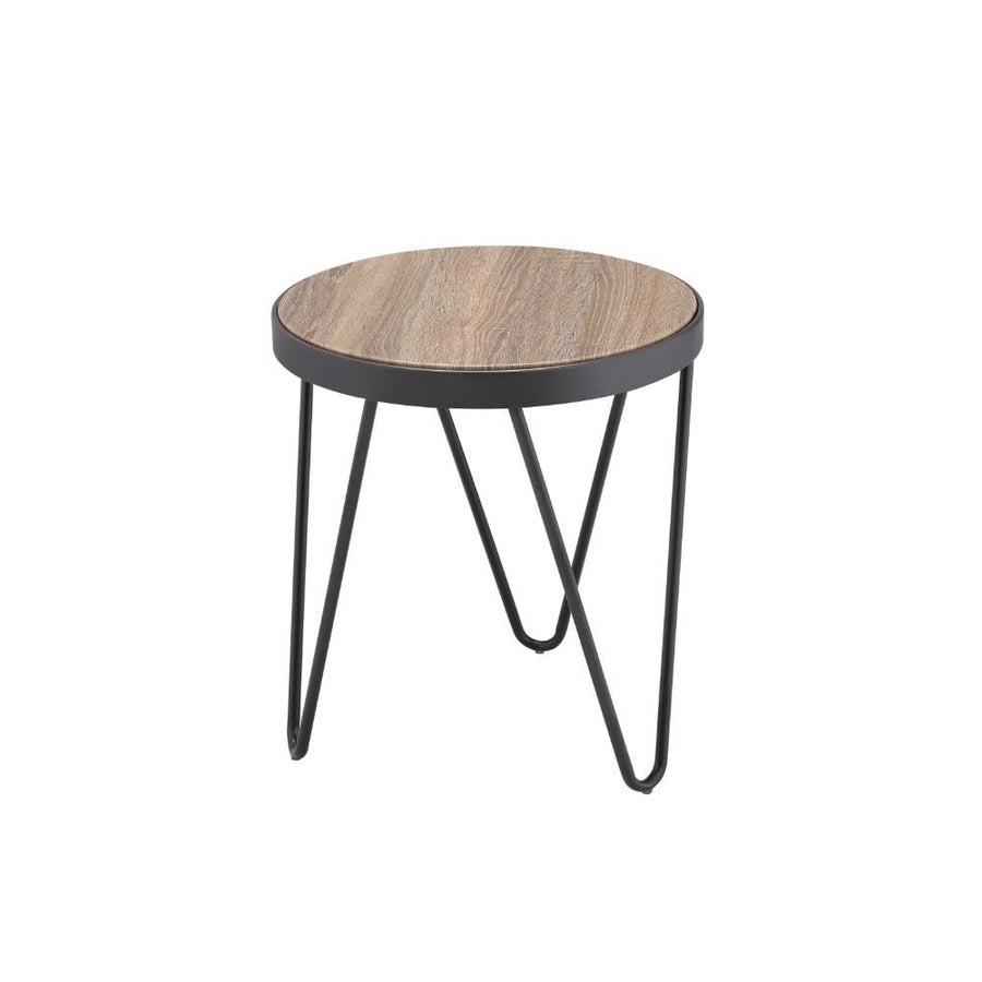 18" Black And Brown Solid Wood Round End Table Image 1