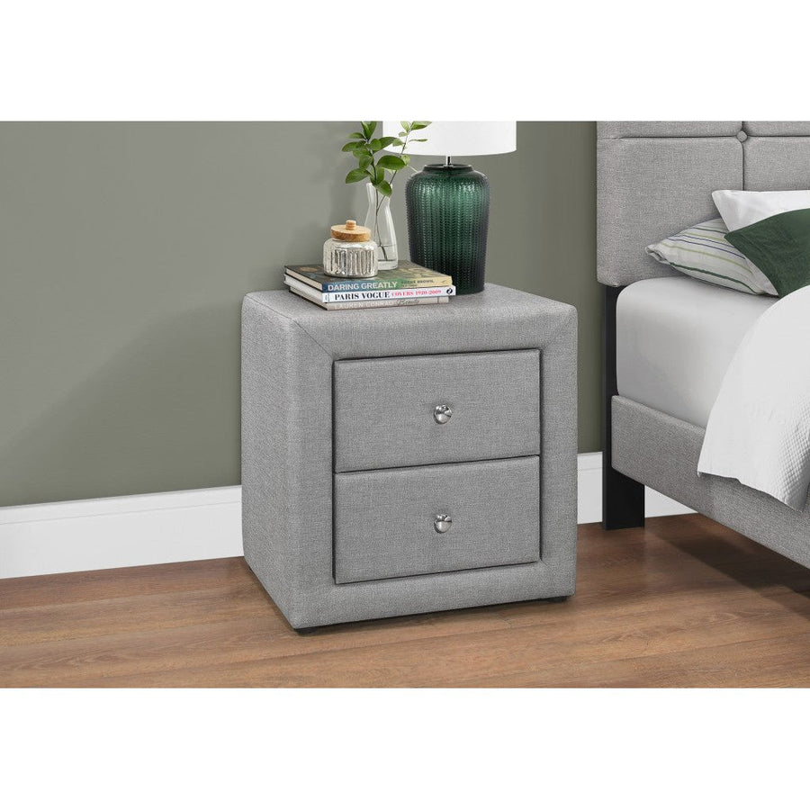 21" Gray Linen Blend Two Drawer Nightstand Image 1