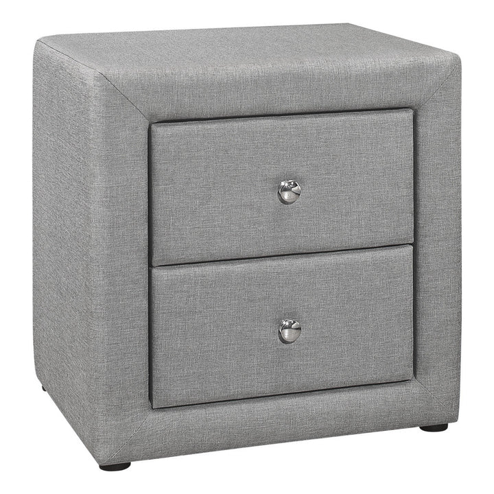 21" Gray Linen Blend Two Drawer Nightstand Image 2