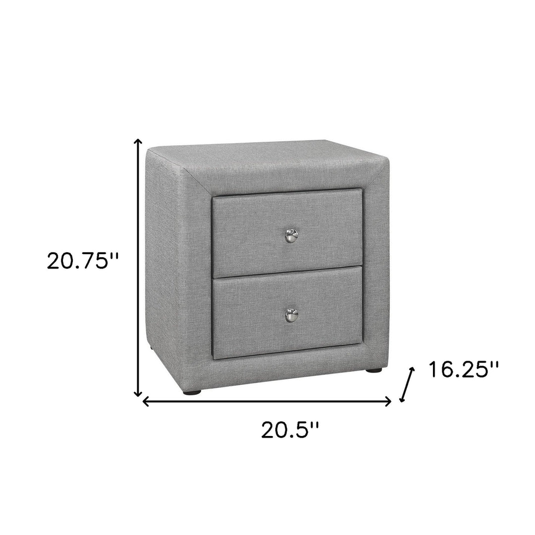 21" Gray Linen Blend Two Drawer Nightstand Image 5