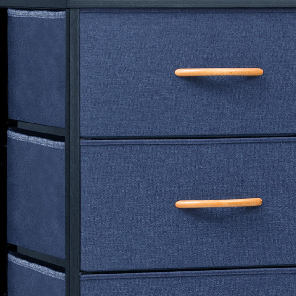 18" Blue and Black Steel and Fabric Six Drawer Chest Image 5