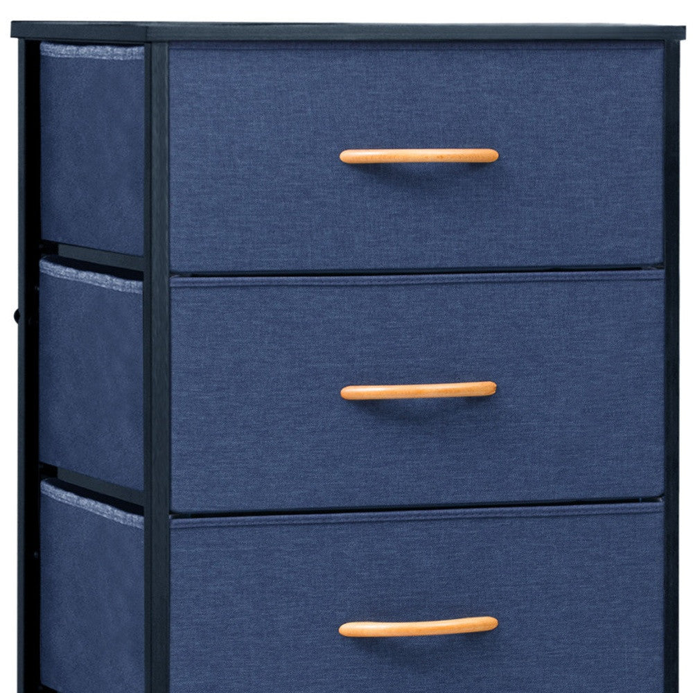 18" Blue and Black Steel and Fabric Six Drawer Chest Image 6