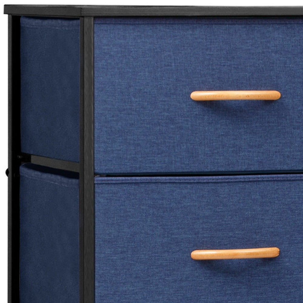 18" Blue and Black Steel and Fabric Five Drawer Chest Image 6