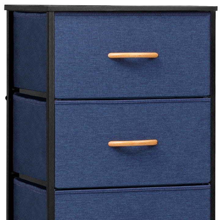 18" Blue and Black Steel and Fabric Five Drawer Chest Image 7