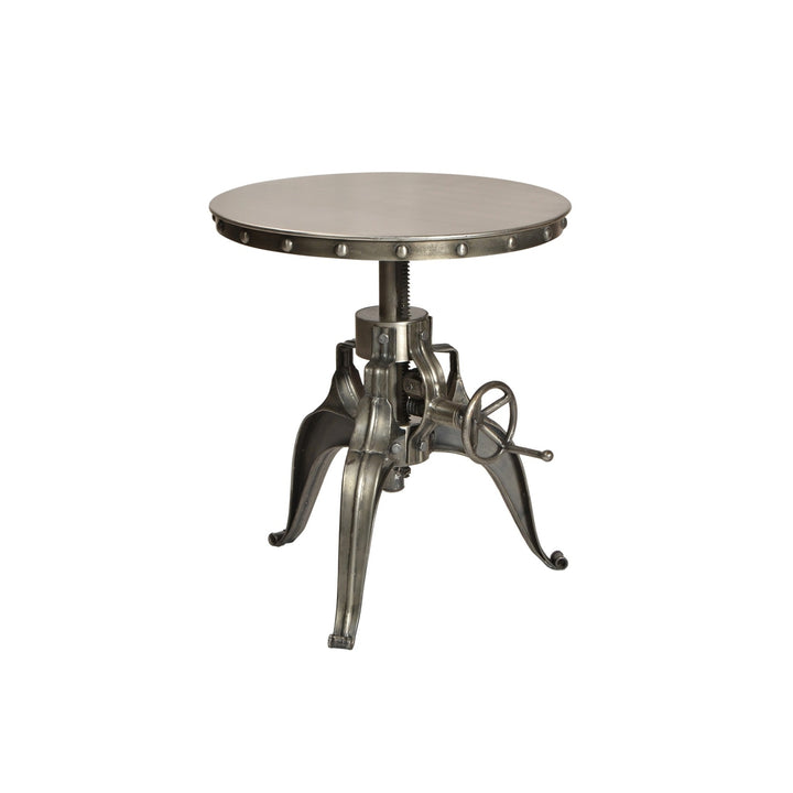 21" Silver Metal And Iron Round End Table Image 1