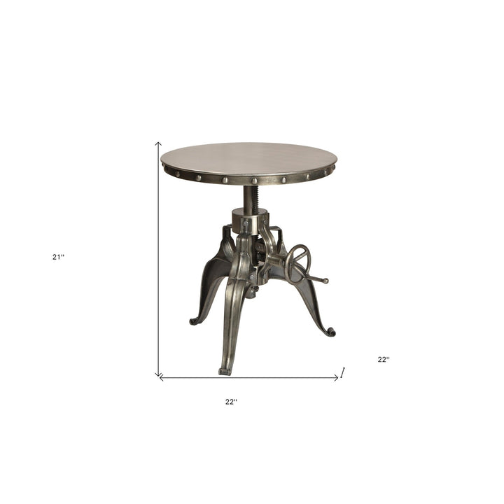 21" Silver Metal And Iron Round End Table Image 3