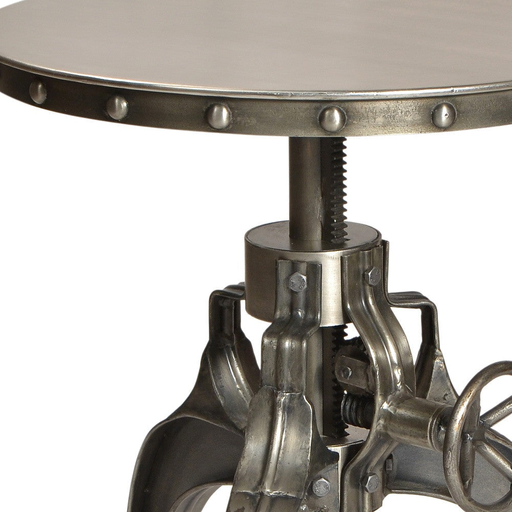 21" Silver Metal And Iron Round End Table Image 4