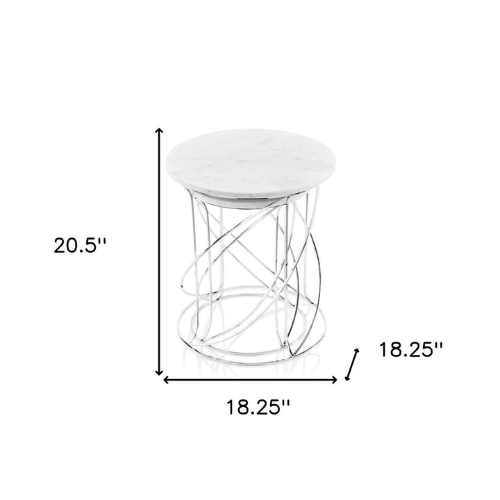 21" White Marble Round End Tables Image 4