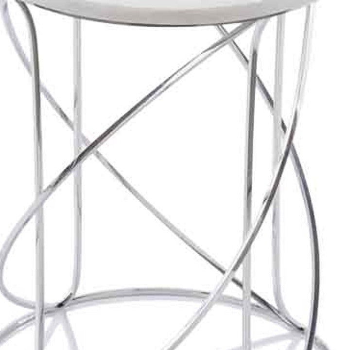 21" White Marble Round End Tables Image 6