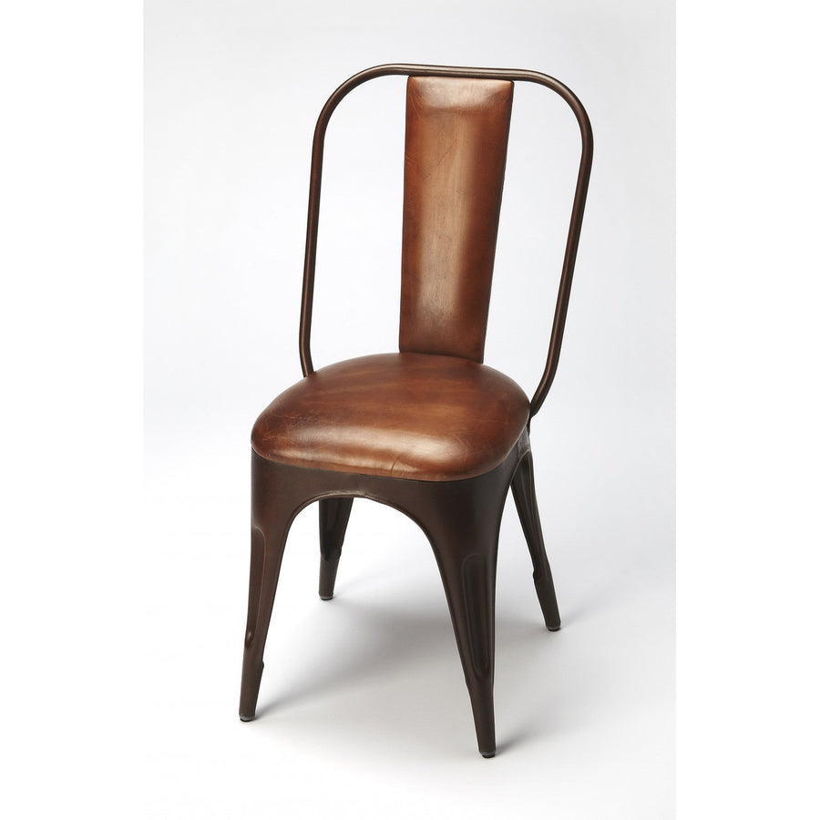 18" Brown Faux Leather Side Chair Image 1