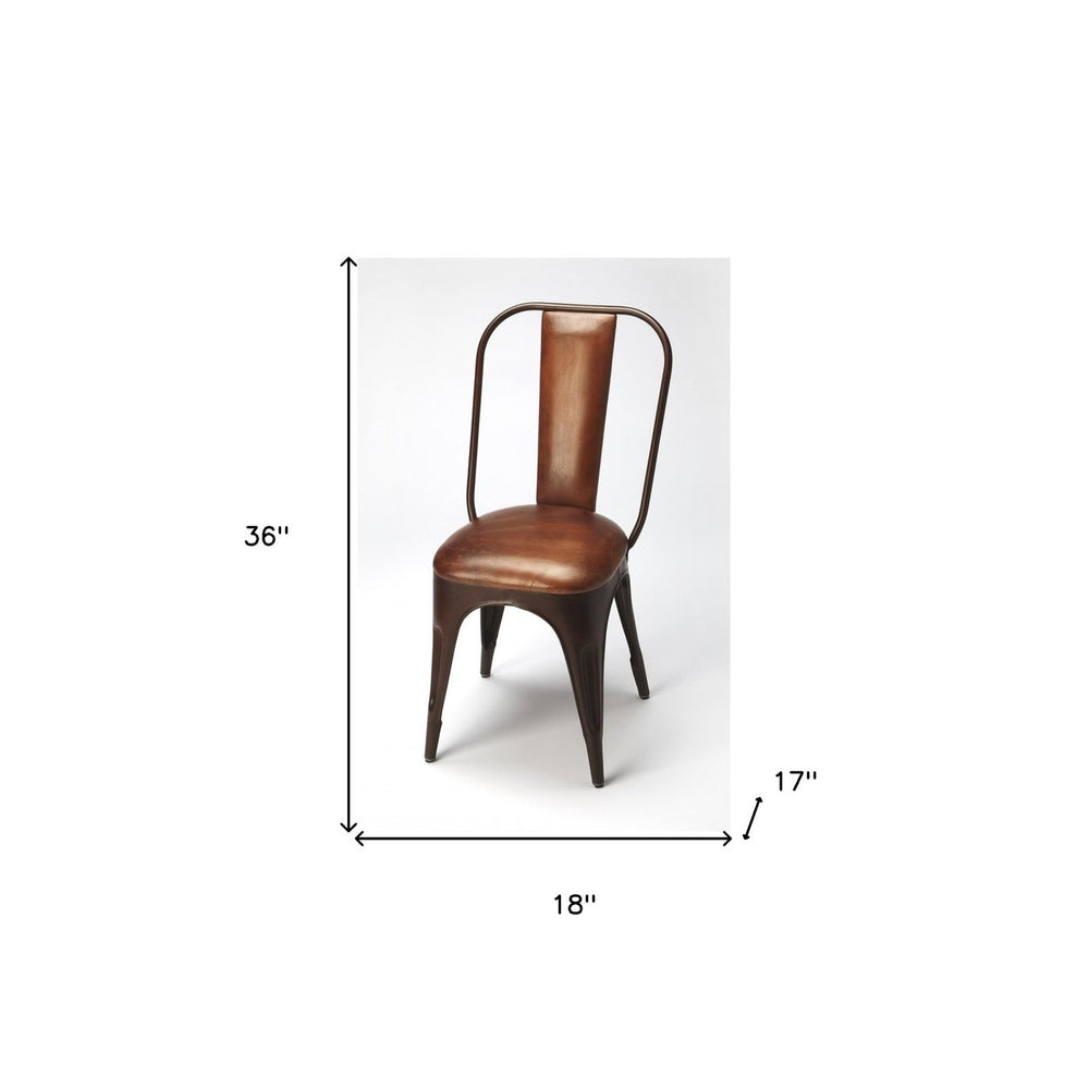 18" Brown Faux Leather Side Chair Image 2