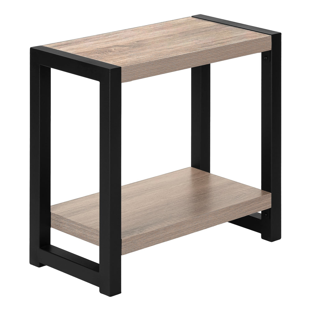 22" Black And Deep Taupe End Table With Shelf Image 2