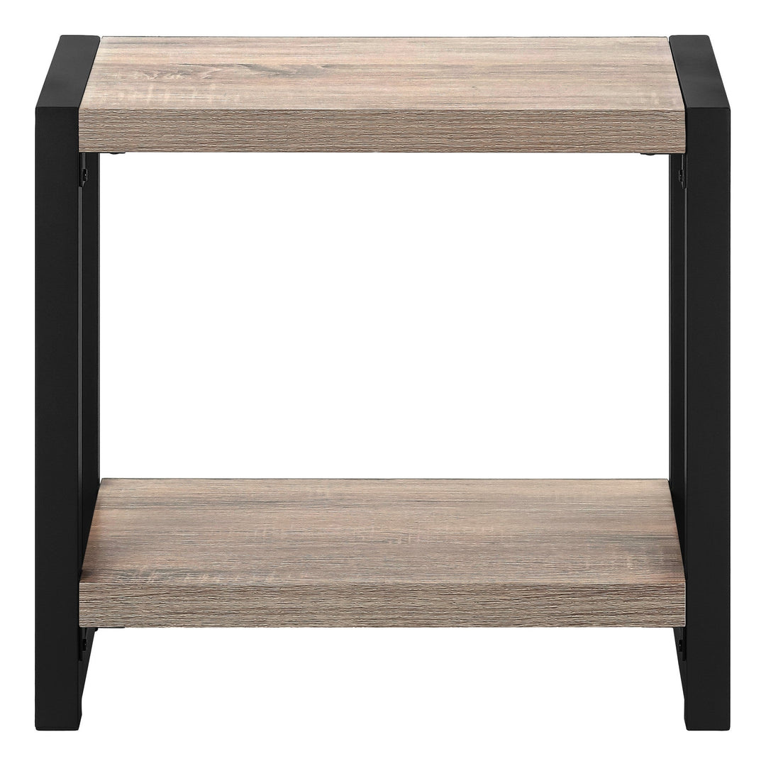 22" Black And Deep Taupe End Table With Shelf Image 3