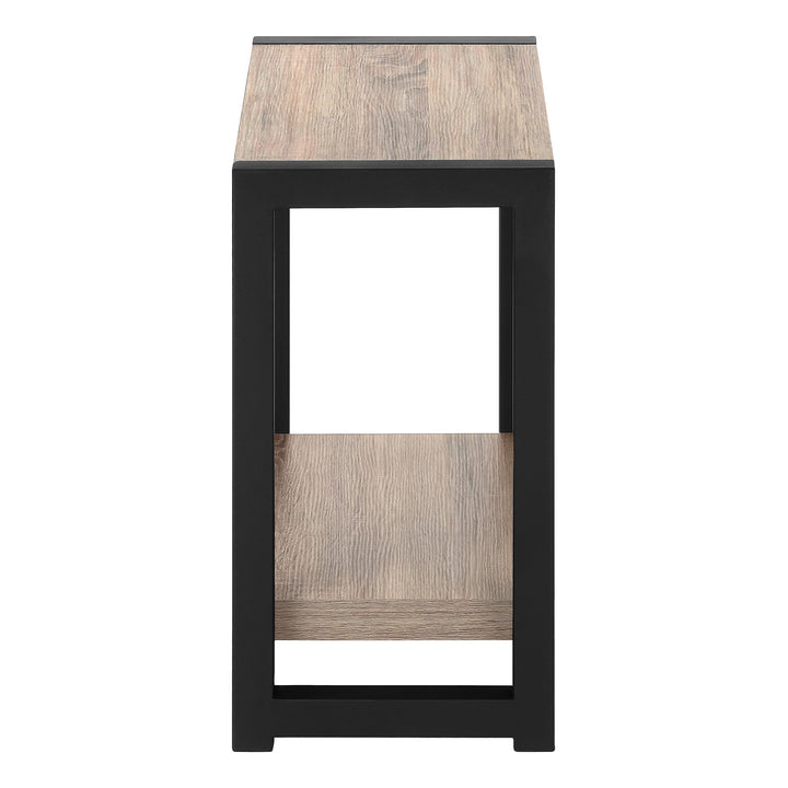 22" Black And Deep Taupe End Table With Shelf Image 4