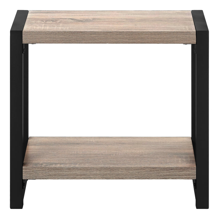 22" Black And Deep Taupe End Table With Shelf Image 5