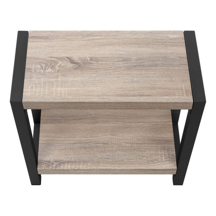 22" Black And Deep Taupe End Table With Shelf Image 6