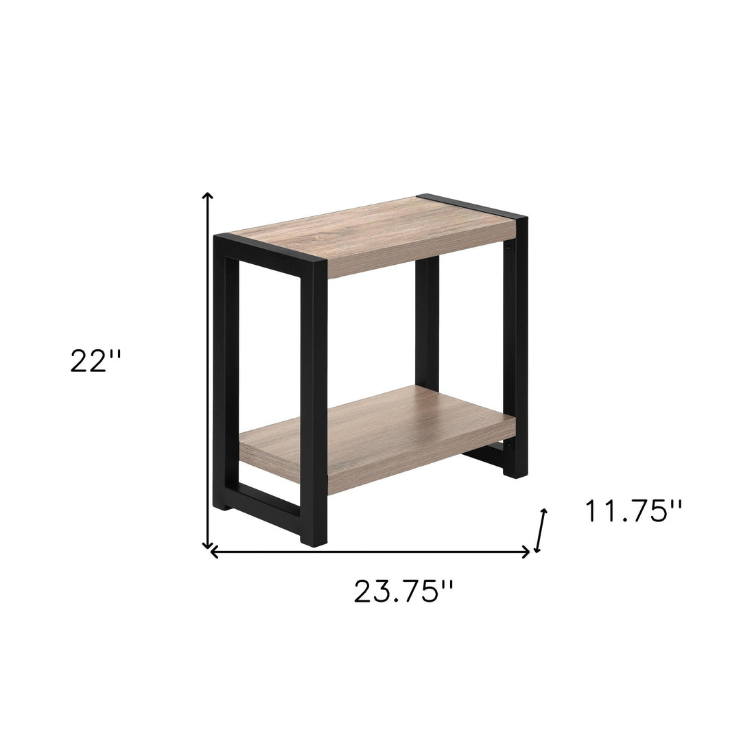 22" Black And Deep Taupe End Table With Shelf Image 9