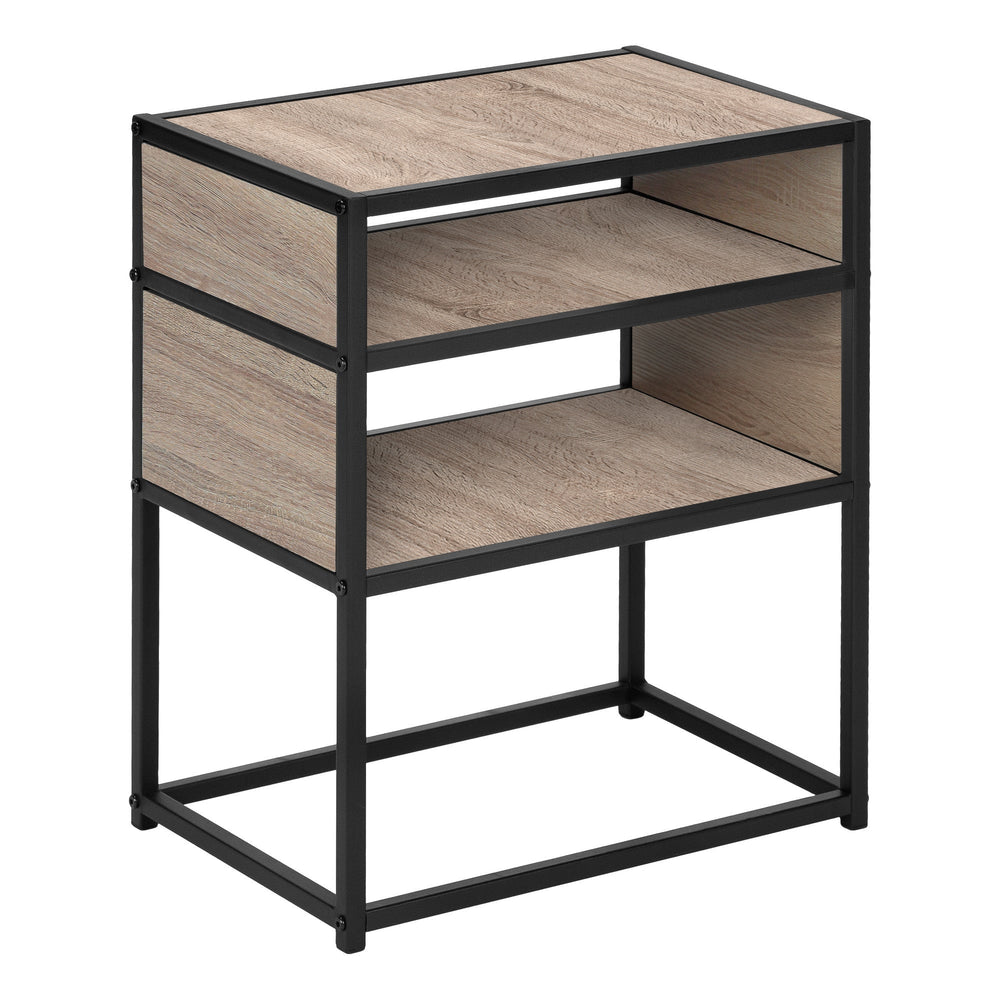 22" Black And Deep Taupe End Table With Two Shelves Image 2