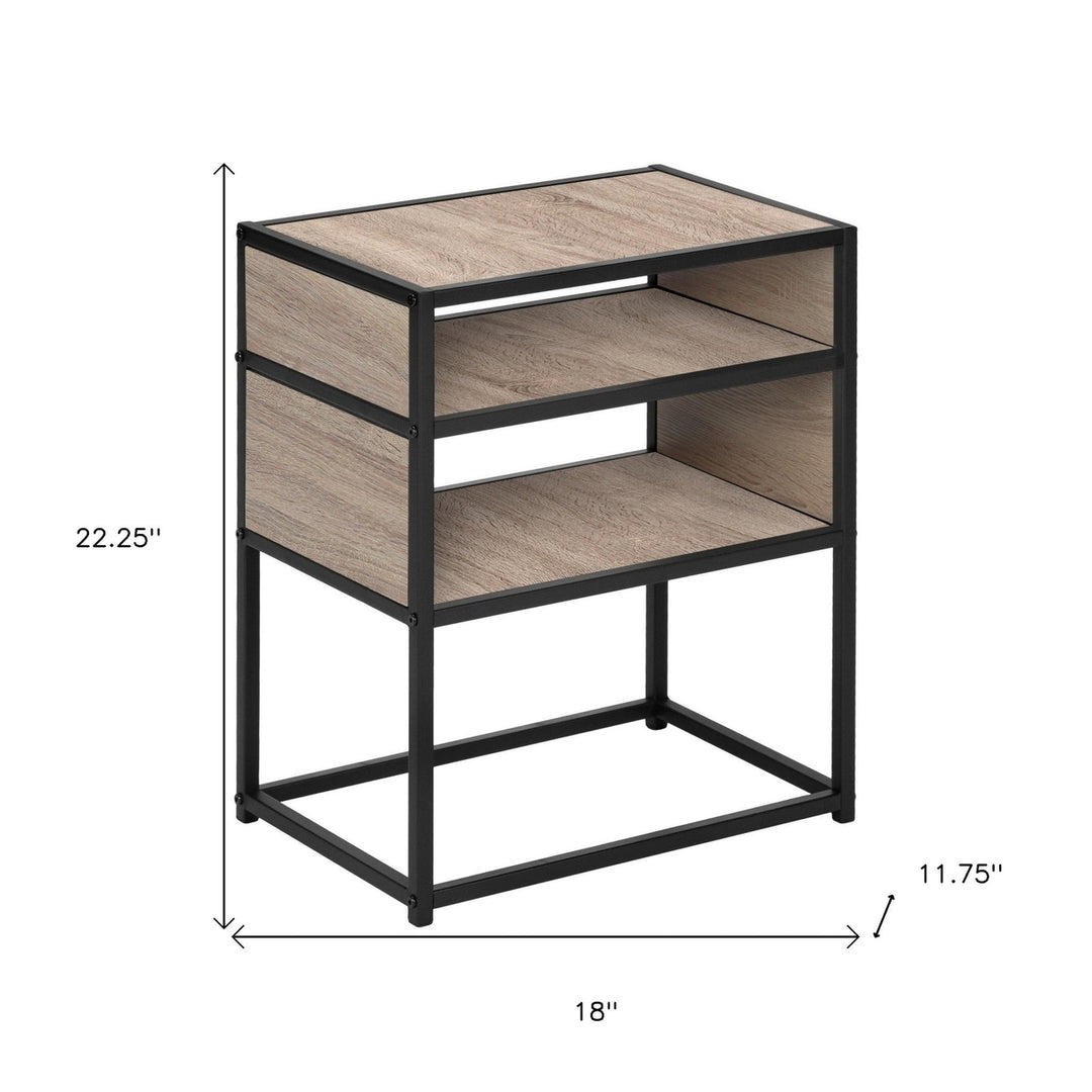 22" Black And Deep Taupe End Table With Two Shelves Image 9