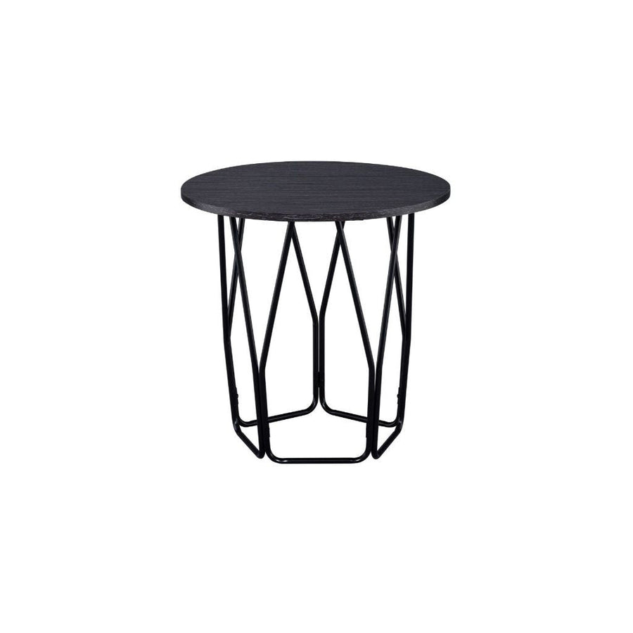 22" Black And Espresso Manufactured Wood And Metal Round End Table Image 1