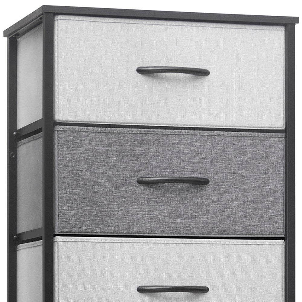 18" Gray and Black Steel and Fabric Six Drawer Chest Image 6