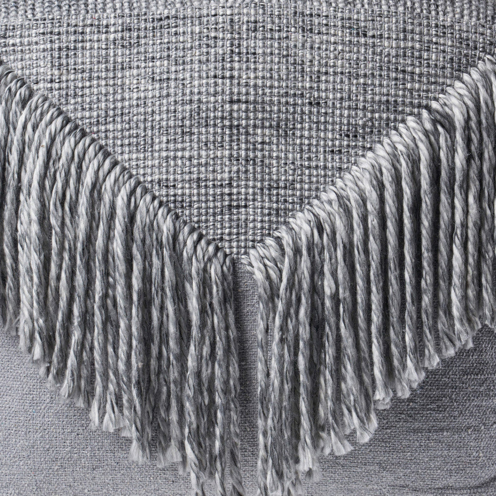 18" Gray Wool Ottoman Image 2
