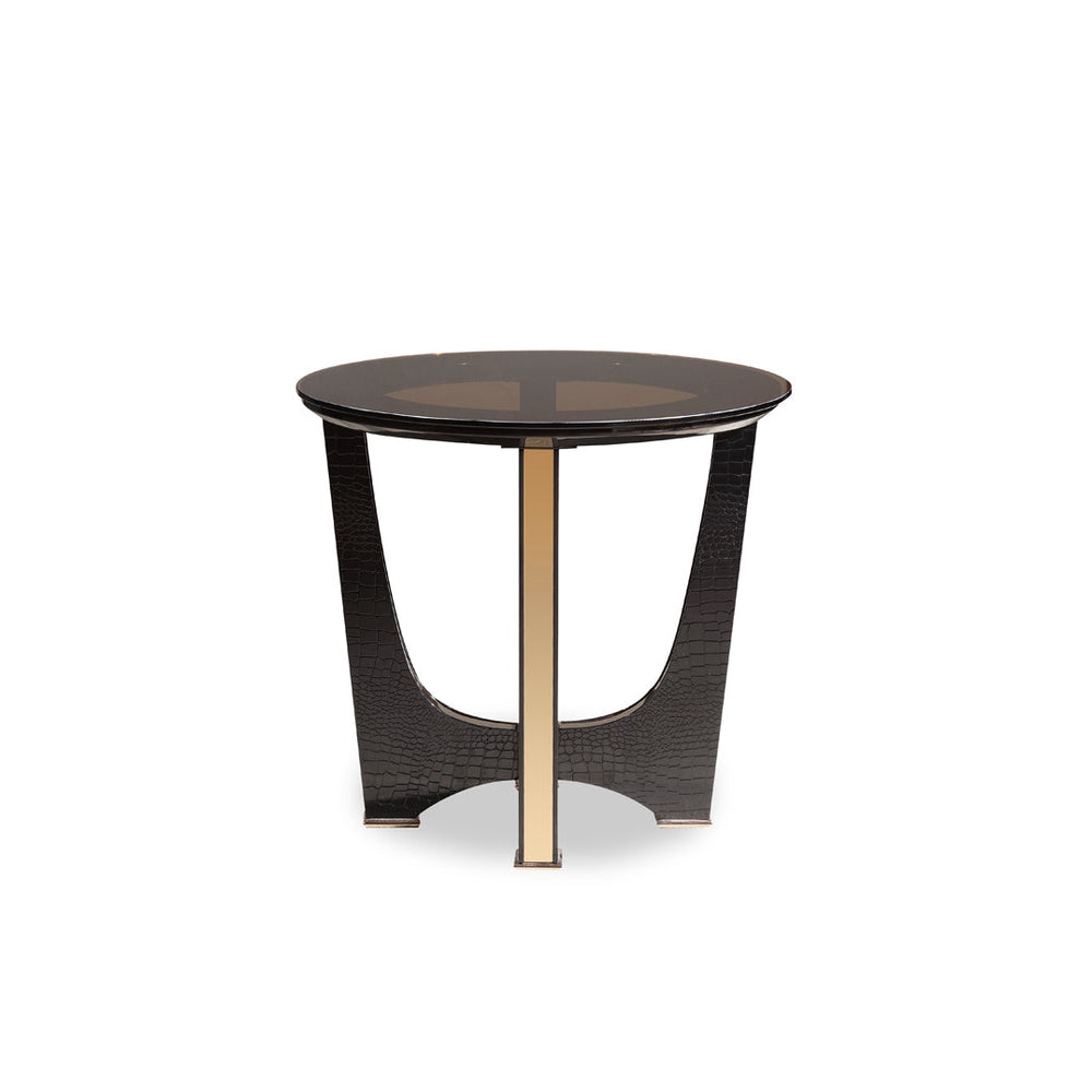 22" Black Crocodile And Rosegold End Table Image 2