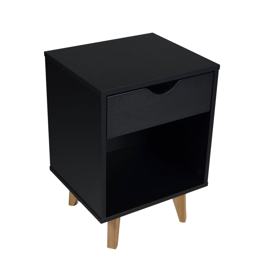 22" Black One Drawer Nightstand Image 1