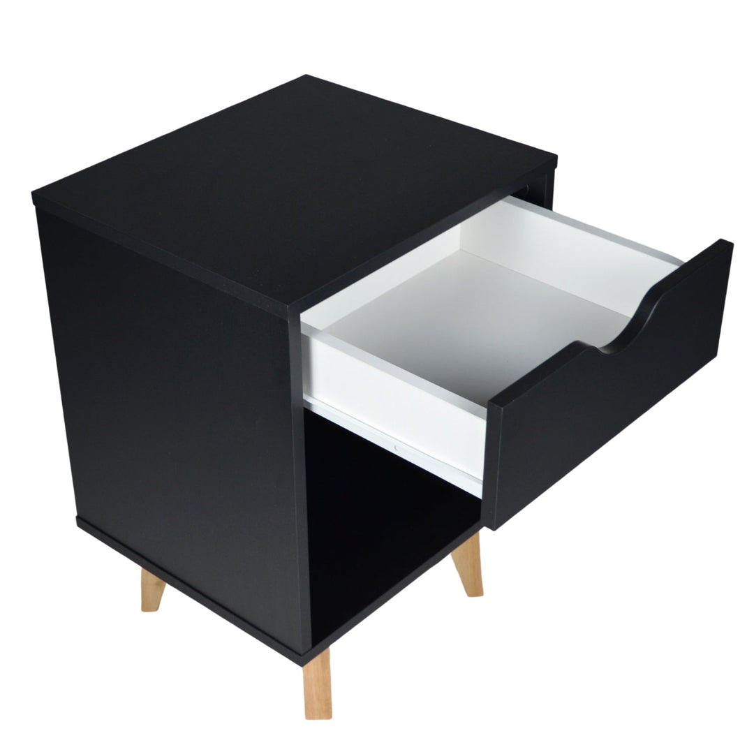 22" Black One Drawer Nightstand Image 2