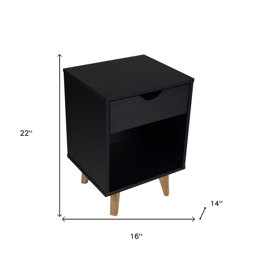 22" Black One Drawer Nightstand Image 5