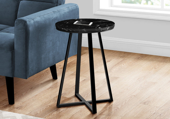 22" Black Round End Table Image 1