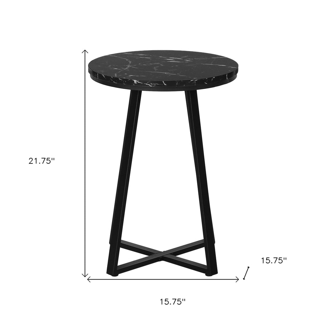 22" Black Round End Table Image 9