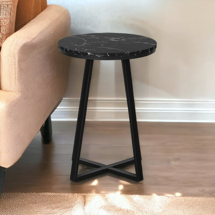 22" Black Round End Table Image 10